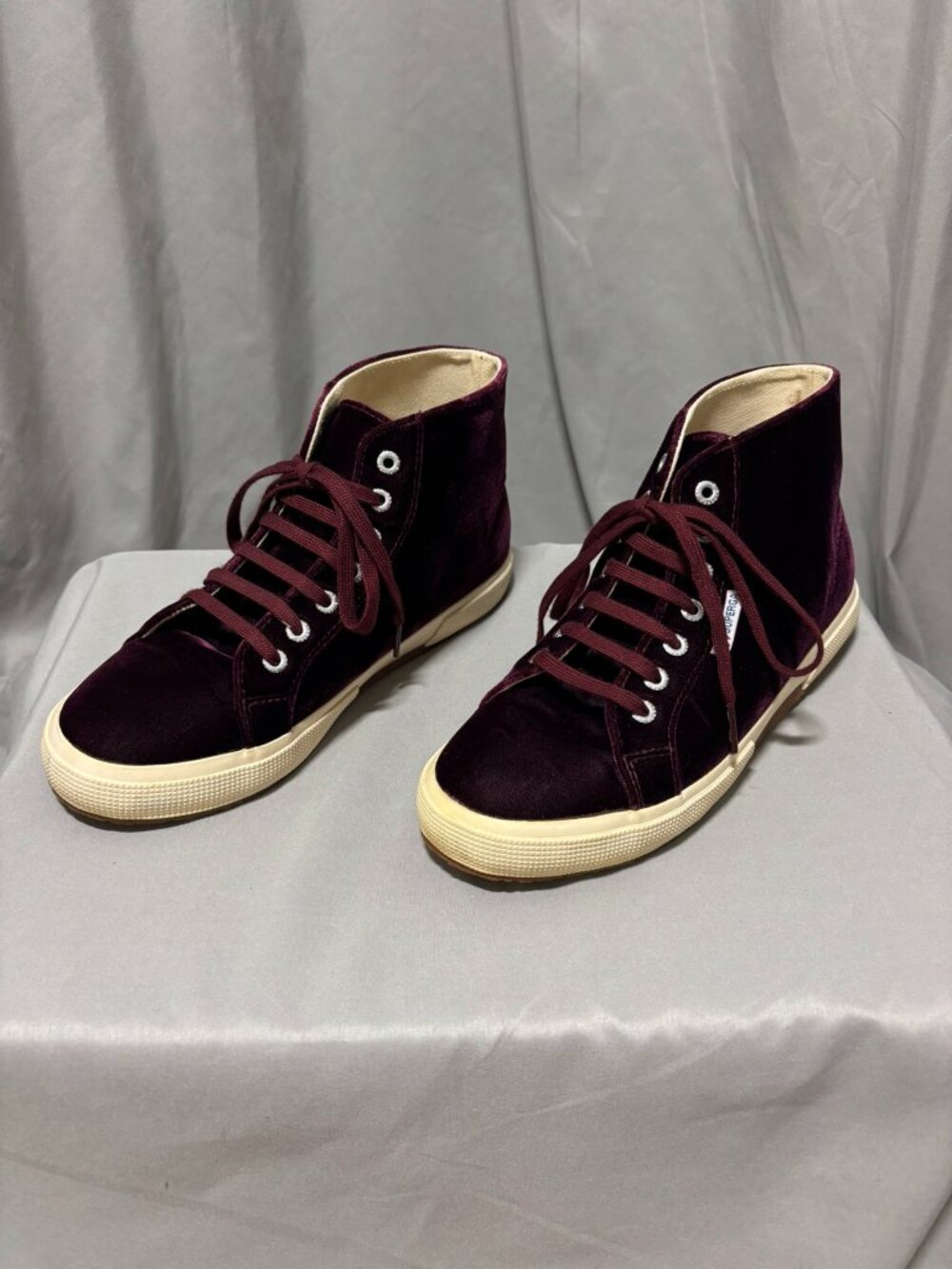 Superga Lush Bordeaux Velvet High-Top Sneakers Women's 8 often fits 8.5